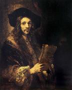 Rembrandt van rijn Portrait of a young madn holding a book china oil painting reproduction